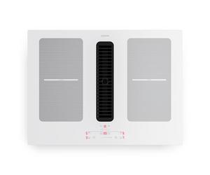 Klarstein Full House Vitrocerámica con Extractor - 70cm, 4 Zonas Inducción, 7335W Boost, Zonas Flex, Control Táctil, Temporizador, Bloqueo Infantil, Campana Integrada, Clase A, White