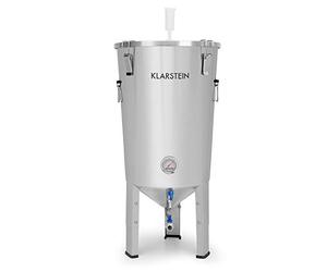 Klarstein Gaerkeller Pro - Tanque de maceración y caldera de fermentación, 30 litros, Acero inoxidable 304, Termómetro hasta 40 °C, Tapa con 4 ganchos, Espiral de refrigeración, Plateado