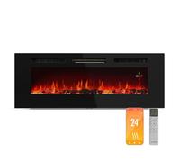 Klarstein Galeras Smart Chimenea Eléctrica De Pared - 1800W, Llamas LED Realistas, Control por App & Mando, Colores & Brillo Ajustables, Protección Sobrecalentamiento