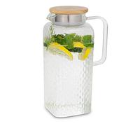 Klarstein GLASWERK Jarra de cristal (2L) - Jarra de agua con elegante tapa de bambú- Jarra de vidrio de borosilicato estable - Jarra de agua con filtro en el pico