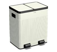 KLARSTEIN Grama 40 Cubo De Basura - 40L Doble Compartimento Con Pedal Y Cierre Suave, Diseño Retro, Crema Vintage, 30L Cubos Extraíbles, Cocina Cubo Basura