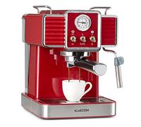 KLARSTEIN Gusto Classico - Cafetera de espresso, Potencia 1350 W, Presión bomba 20 bar, Depósito agua 1,5 L, Boquilla de espumado de leche, Barómetro, Filtro de aluminio para cápsulas de café, Rojo
