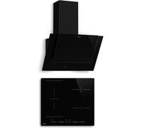 Klarstein HaloSync Placa de Inducción con Extractor Integrado - 4 Zonas, 8400W Boost, Control Táctil, Campana 631,6 m³/h, Temporizador, Bloqueo Infantil, 60cm, Vitrocerámica Negra