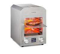 Klarstein Hannibal - Parrilla alta temperatura interior, Potencia: 2.200 W, Temperatura: 200-850 °C, Elemento infrarrojo, CharForce System, Superficie: 18,5 x 30 cm, Display LED, Temporizador, plata