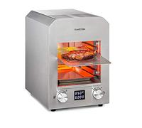 Klarstein Hannibal - Parrilla eléctrica, Alta temperatura, Para interiores, Potencia 2.200 W, Calefactor de infrarrojos, 200-850 °C, CharForce, Pantalla LED, Temporizador, Acero inoxidable, Plateado