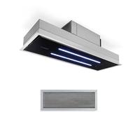 Klarstein High Line Campana extractora de techo - Campana bajo mueble o encastrable, Marco ancho 77 cm, Vidrio satinado, 75 W, 3 niveles potencia, Potencia extracción 410 m³/h, 2 luces led 4 W, Negro