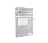 Klarstein Hot Spot Wave - Calefactor bajo consumo panel, Panel radiante, Radiador pared, 51 x 80 cm, 20 m², 1000 W, Termostato, IP24, Portatoallas, Protección antisalpicadura, Plateado