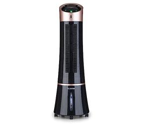 Klarstein Ice Smart Skyscraper Climatizador Evaporativo 4 en 1 - Ventilador, Enfriador & Humidificador, 210 m³/h, Control App & Alexa, Depósito 6L, Ionizador, 3 Velocidades, Oro rosa metálico/Negro
