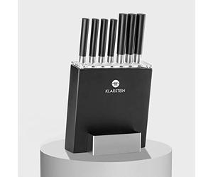 Klarstein Kitano portacuchillos - Juego de cuchillos de cocina de 8 piezas, 7 cuchillos diferentes con hojas de precisión de acero inoxidable, diseño japonés, magnético, negro