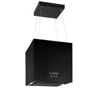 Klarstein Kronleuchter Campana de Isla - Campana Extractora Suspendida para Isla, de Recirculación con Filtro, Montaje en Techo, Iluminación LED, Control Táctil, 45 cm, Negro