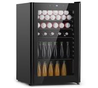 Klarstein Mininevera con puerta de cristal y led, mininevera para habitaciones, nevera pequeña para bebidas con 4 estantes extraíbles, nevera pequeña115L, nevera de interior/exterior silenciosa,0-10°C