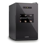 Klarstein Nevera de vino de 1 zona, nevera pequeña para vinos, pequeña con puerta de cristal, nevera para botellas de interior y exterior, 15 botellas