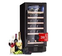 Klarstein Nevera para vino independiente, pequeña nevera para bebidas estrecha, 1 zona, con puerta de cristal, caja fuerte para interior y exterior, nevera pequeña con protección UV, 5 - 18 °C, 81