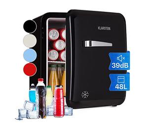 Klarstein Nevera Pequeña Portatil Eléctrica, Mini Nevera Silenciosa, Habitación, Caravana, Oficina, Frigorificos Pequeños para Camping, Descongelación Manual, Diseño Vintage, Minibar 0-10°C, 48 l.