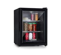 KLARSTEIN Nevera Pequeña Portatil Puerta de Cristal, Mini Nevera Silenciosa para Casa y Oficina, Frigorificos Pequeños para Refrescos, Cervezas, Estantes Extraíbles, Minibar 12-18°C, 42 l.