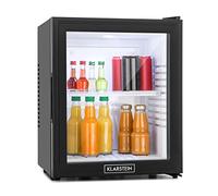 KLARSTEIN Nevera Pequeña Silenciosa, Mini Neveras para Habitación, Bajo Consumo, Puerta de Cristal, Frigoríficos Pequeños Temperatura 12 to 18 °C, Neveras Pequeñas de 30L, Minibar 1 Estante, Negro