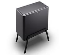 KLARSTEIN Papelera Baño y Cocina, Cubo Basura Baño Doble Grande para Dormitorio, Cubo de Basura de Metal Capacidad 40l Reciclaje, Papelera con Tapa y 2 Compartimentos, Cubo Papelera Baño