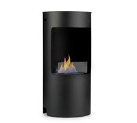 Klarstein Phantasma Niro - Chimenea de etanol, Chimenea Vertical, 3,5 Horas de duración, Asistente de Apagado, Olor Neutro, Vidrio de Seguridad, Quemador de Seguridad con 1,5 l, 25-30 m², Negro