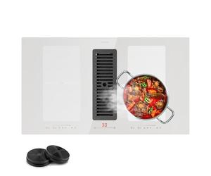 Klarstein Placa Induccion de 2 en 1 con Extractor Isla Cocina, Vitroceramica con Campana Extractora Cocina 391m³/h, Control Táctil, Cocinas de Inducción Eléctricas nergética
