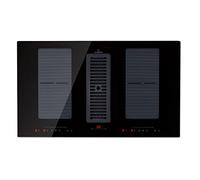 Klarstein Placa Induccion Eléctrica 2 en 1 Con Campana Extractora de Cocina para Islas, Ventilador Acero, Flujo Aire 654m³/h, Vitrocerámica 4 Zonas, Clase A