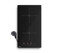 Klarstein PowerGlide Placa Inducción 30cm - 2 Zonas, 3500W Boost, Control Deslizante Táctil, Temporizador, Bloqueo Infantil, Vitrocerámica, Cocina Inducción Compacta, Negra