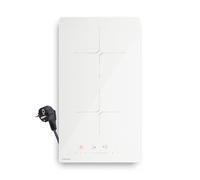 Klarstein PowerGlide Placa Inducción 30cm - 2 Zonas, 3500W Boost, Control Deslizante Táctil, Temporizador, Bloqueo Infantil, Vitrocerámica, Cocina Inducción Compacta, Blanco