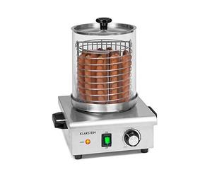 Klarstein Pro Wurstfabrik 450 máquina de perritos calientes - 450 W, 30-100 °C, cilindro de vidrio de Ø 20 cm, jaula desmontable de Ø 17 cm / 5 litros, acero inoxidable, depósito de 1,1 l, plateado