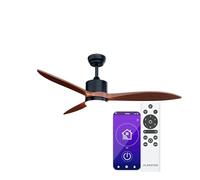 KLARSTEIN SkyBreeze Ventilador de Techo con Luz - IP44 Exterior/Interior, Control Inteligente, Silencioso 40dB, 6 Niveles de Velocidad, Modo Verano/Invierno, Luz Regulable, Nogal