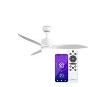 KLARSTEIN SkyBreeze Ventilador de Techo con Luz - IP44 Exterior/Interior, Control Inteligente, Silencioso 40dB, 6 Niveles de Velocidad, Modo Verano/Invierno, Luz Regulable, Blanco