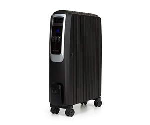 Klarstein Thermaxx Noir - Radiador de aceite de 2500W de potencia, 3 niveles, rango de temperatura: 10 - 30°C, temporizador 24h, función de encendido/apagado, tubo de calefacción doble U, negro