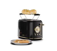 Klarstein Tostadora, Victoria - Tostadora retro de 2 rebanadas, 800 W, 7 niveles de tostado, descongelación y recalentamiento, calentador de panecillos, bandeja recogemigas extraíble