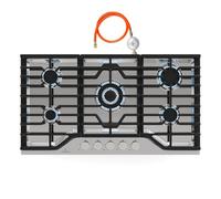 Turbocast Placa de gas | Acero inoxidable 304 | 5 quemadores | Soporte profesional de hierro fundido | Quemador wok Klarstein