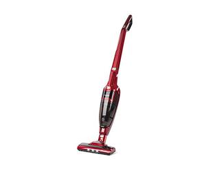 Klarstein TurboHybrid Aspiradora Sin Cable, Aspirador Escoba Ciclónico y de Mano, hasta 50 min de Autonomía, Batería Li-Ion 25,2V, 2 Niveles de Succión, Sin Bolsa, LED, Rojo Metalizado
