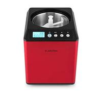 Klarstein Vanilla Sky heladera, máquina autorefrigerante con compresor, mantiene el frío, pantalla LED, temporizador, acero inoxidable, fácil de limpiar, 180 W, capacidad 2 litros, rojo