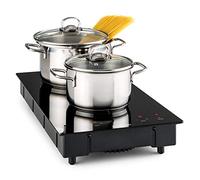 Klarstein VariCook Domino - Placa vitrocerámica de inducción, Cocción doble, Potencia: 1800W-22cm Ø, 1300W-12cm Ø, 9 niveles, Táctil indicadores LED, Temporizador, Apagado automático, Negro