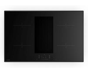 Klarstein Velaire Flex Placa de Inducción con Extractor Integrado - 80cm, 4 Zonas, 8400W Boost, Control Táctil, Campana 597m³/h, Temporizador, Bloqueo Infantil, Vidrio Negro