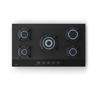 Klarstein Velaire Placa de Gas 90 cm - 5 Quemadores, 10400 W, Vidrio, Encendido Eléctrico, GLP & Gas Natural, Protección Antillama, Encimera Cocina, Kit Conversión Incluido