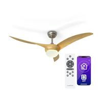 KLARSTEIN Ventilador de Techo con Luz - Control Inteligente por App, Luz Regulable 3 Tonos, 6 Velocidades, Modos Verano & Invierno, 132cm, Arce