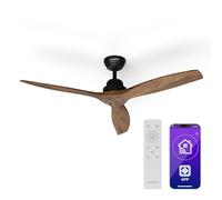 KLARSTEIN Ventilador de Techo Santa Elena Smart - 132cm, 6 Velocidades, Mando a Distancia, Control por App, Silencioso 45dB, Verano e Invierno, 10260m³/h, Nogal