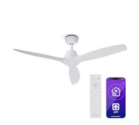 KLARSTEIN Ventilador de Techo Santa Elena Smart - 132cm, 6 Velocidades, Mando a Distancia, Control por App, Silencioso 45dB, Verano e Invierno, 10260m³/h, Blanco