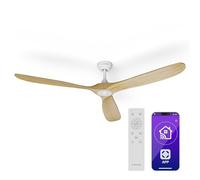 KLARSTEIN Ventilador de Techo Silencioso, 178 cm, Ventilador Techo sin Luz, 6 Velocidades, Control Inteligente por Voz y App, Función Verano/Invierno, Ideal para Habitaciones hasta 35 m² - Arce