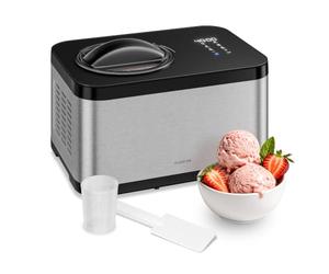 Klarstein Verosteel - Heladera, 1,5 L, compresor, 150 W, helado, granizado, yogur y sorbete, pantalla táctil, 4 programas