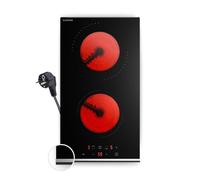 Klarstein Verosteel Vitroceramica - 30 cm, 2 Zonas, 3000 W, Control Táctil, Temporizador & Bloqueo Infantil, Placa Vitrocerámica Compacta de Vidrio Fácil de Limpiar para Cocina Moderna