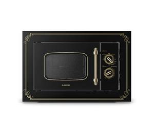 Klarstein Victoria 20 - Microondas, Diseño retro, 20 litros, Microondas de 800 W/Función grill de 1000 W, 3 funciones predeterminadas, Acero inoxidable, Incluye marco para montaje, Negro