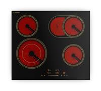 Klarstein Victoria Vitroceramica 60 cm - Placa Retro 4 Zonas, 6600 W, Control Táctil, Temporizador, Bloqueo Infantil & Calentamiento Rápido, Superficie Fácil de Limpiar, Cocina Vitroceramica