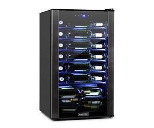 Klarstein Vinomatica nevera para vinos - capacidad para 36 botellas, 95 litros, temperaturas: 4-18 °C, clase G, panel táctil, 6 estantes de presentación, iluminación interior LED, aislado, negro