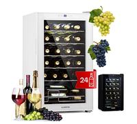 KLARSTEIN Vinoteca para Vinos de 63L Nevera Vino Una Zona, Botellas Vino, Proseco y Cervezas, Vinoteca Pequeña Puerta Cristal para Interior y Exterior, Nevera para Vinos Capacidad 24 Botellas