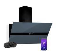 Klarstein Wifusion Campana Extractora - 60Cm, 680 M³/H, Control Wi-Fi, Táctil, LED 6000-6500K, A++ Energía, Motor 110W, Filtro Carbón, Gris Azulado/Negro, Extractor Cocina