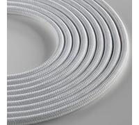Klartext - Cable textil redondo LUMIÈRE para iluminación, 3 x 0,75 mm, blanco mate, 5 m. | Atención: cable tierra incluido. Máxima seguridad antisacudidas