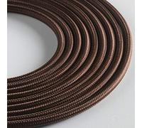 Klartext - Cable textil redondo Lumière para iluminación, 3 x 0,75 mm, marrón, 3 m. | Atención: cable de tierra incluido. Máxima seguridad antigolpes.